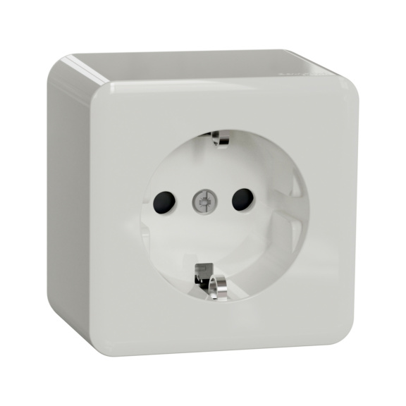 Surface-mounted Schuko outlet IP21  Exxact - SINGLE SO EARTHED SCREWLESS
