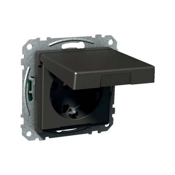 Flush-mounted outlet  IP21 Exxact - 1S/16A/IP21 W COVER ANT