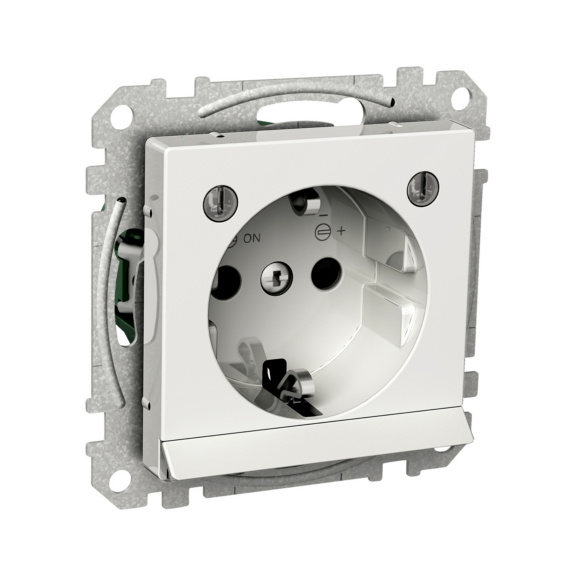 Flush-mounted Schuko outlet IP21 with dimmable LED downlight - 1S/16A/IP21 Q-CONN LED WT