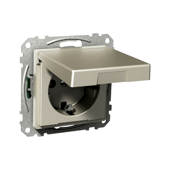 Flush-mounted outlet  IP21 Exxact - 1S/16A/IP21 W COVER MET