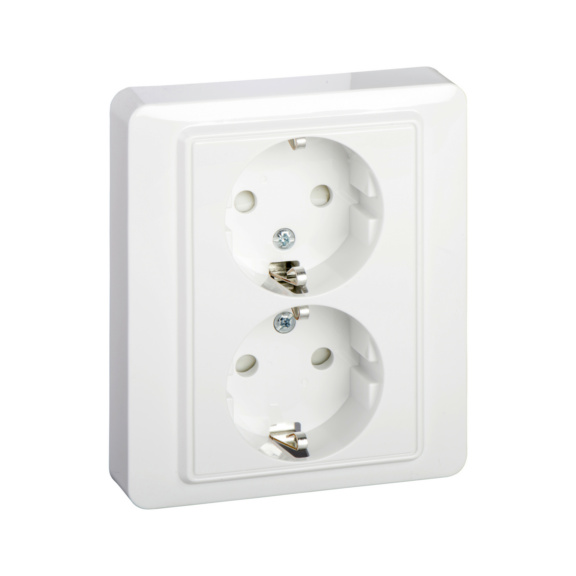 Flush-mounted outlet with cover plate IP21 Exxact - 2S/16A/IP21 UPJ 2X VAL