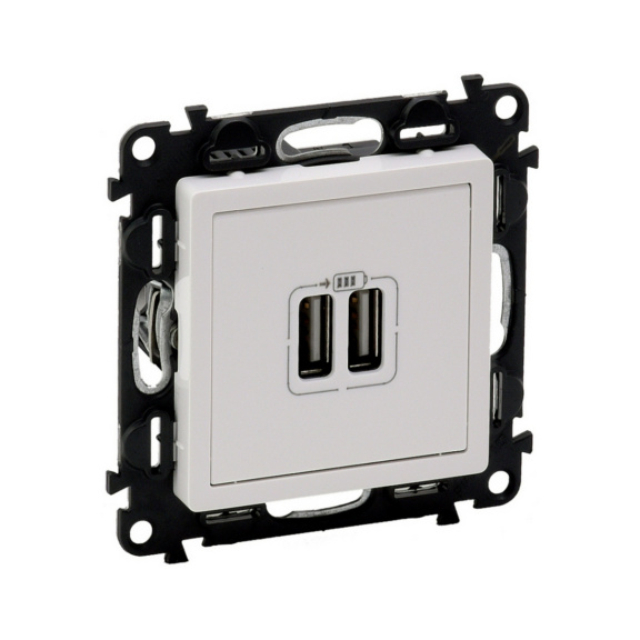 Flush-mounted outlet with 2 x USB 2.4 A  Valena - SOCKET DOUBLE USB VALENA WT
