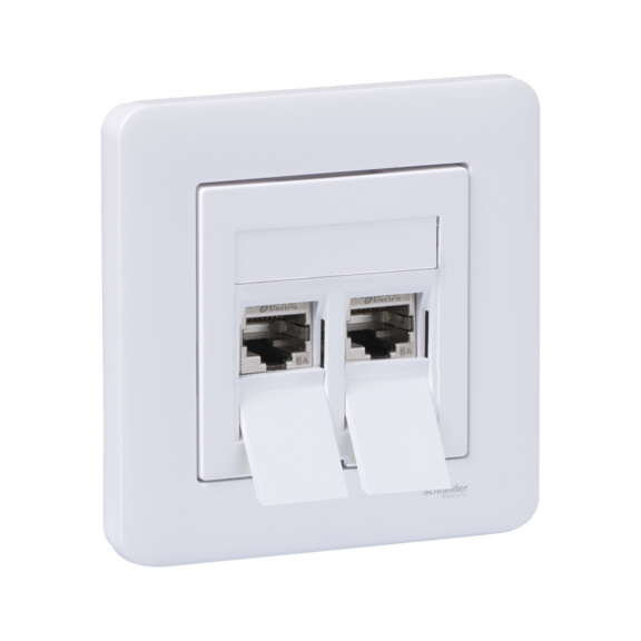 Telephone socket outlet, data, 2x, Actassi CAT6A STP, straight Exxact