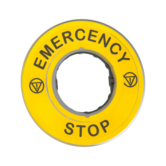 Painike-/merkkivalokilpi "EMERGENCY STOP" Harmony - KILPI EMERGENCY STOP ZBY8330 HARMONY