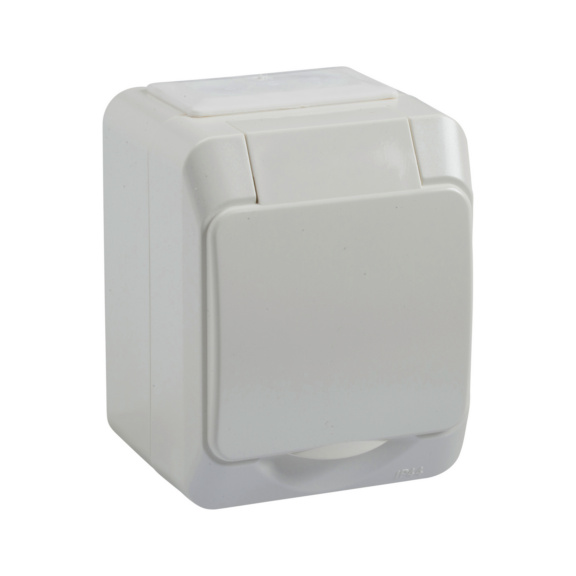 Surface-mounted Schuko outlet hinged IP44  Artic - SOCKET OUTLET 1-G IP44 WHITE ARTIC