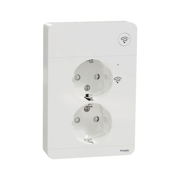 Wiser Exxact 2 gang outlet, Zigbee - SOCKET OUTLET 2-PIECE 16A IP20 UPJ WT