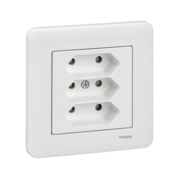 Euro outlet cover plate with IP21 Exxact - SOCKET OUTLET 3-PIECE EURO WT