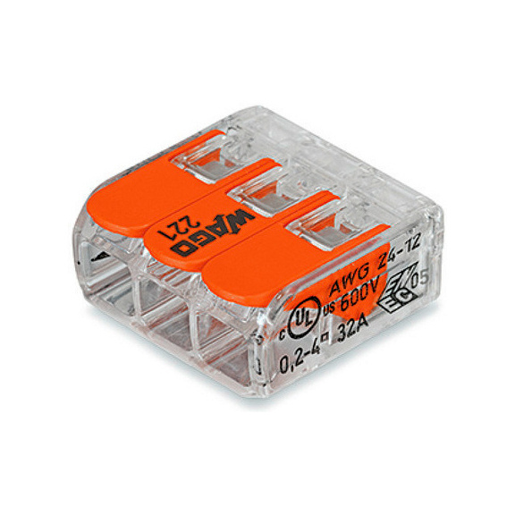 Junction box 221 series WAGO - BOX CONNECTOR 3-POL  221-413 WAGO