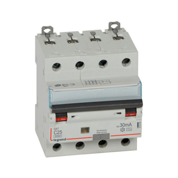 Residual current circuit breaker DX3 30mA - RCBO 4-P. C25A 30MA LEG