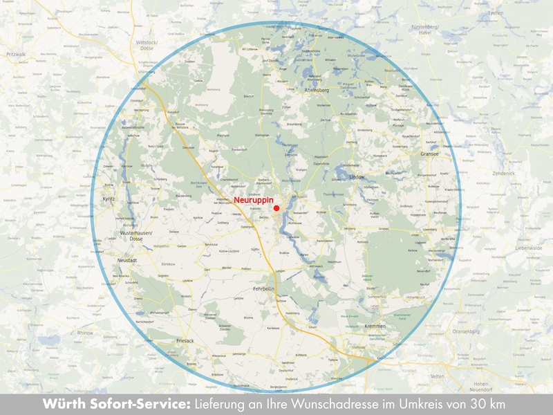 Lieferung im Umkreis von 30 km der Niederlassung für Sofort-Serivce-Bestellung