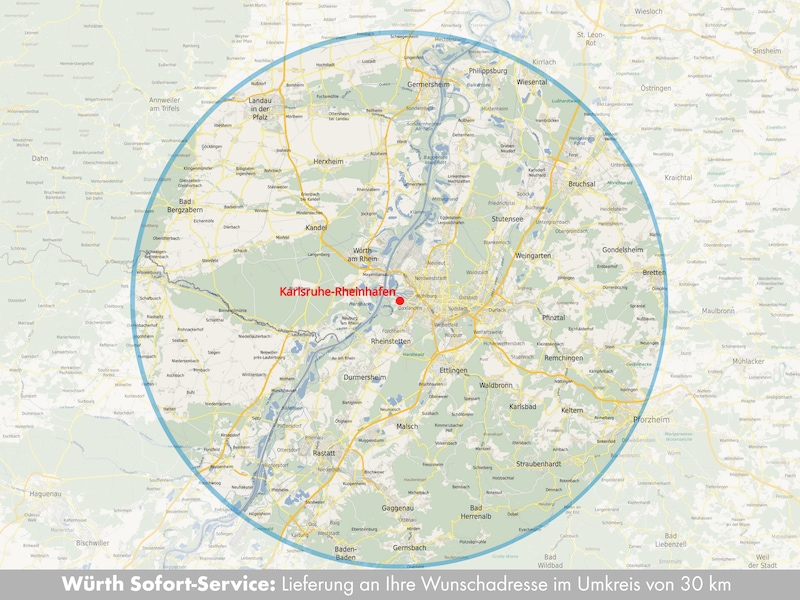 Lieferung im Umkreis von 30 km der Niederlassung für Sofort-Serivce-Bestellung