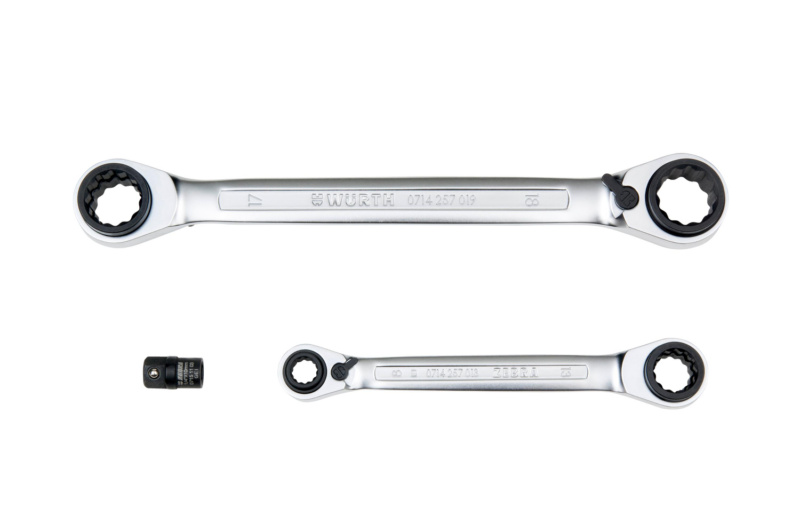 라쳇 더블 엔드 박스 렌치 세트 3PCS, 실버
