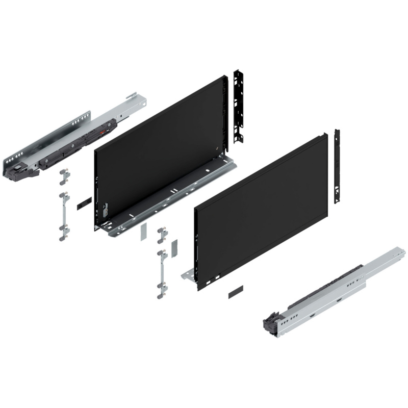 18" Legrabox Drawer System F Height, 9-1/2", 125lb Capacity Full-Extension with BLUMOTION, Carbon Black Matte, item B770F45S-18CB