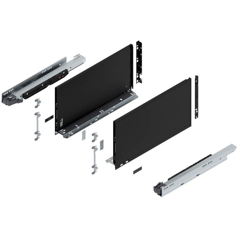 18" Legrabox Drawer System F Height, 9-1/2", 170lb Capacity Full-Extension with BLUMOTION, Carbon Black Matte, item B773F45S-18CB