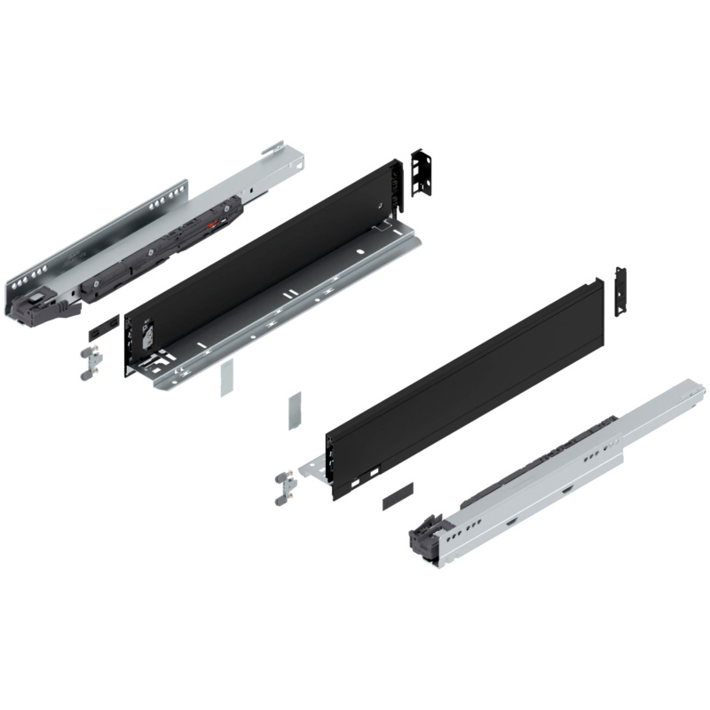 18" Legrabox Drawer System M Height, 3-9/16", 125lb Capacity Full-Extension with BLUMOTION, Carbon Black Matte, item B770M45S-18CB