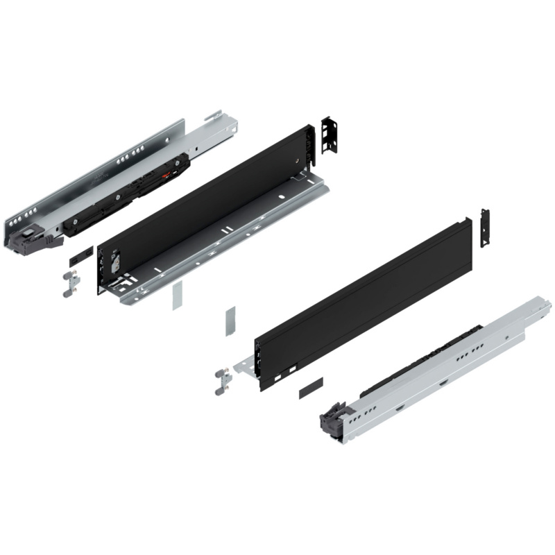 18" Legrabox Drawer System M Height, 3-9/16", 170lb Capacity Full-Extension with BLUMOTION, Carbon Black Matte, item B773M45S-18CB