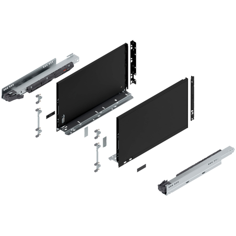 16" Legrabox Drawer System F Height, 9-1/2", 125lb Capacity Full-Extension with BLUMOTION, Carbon Black Matte, item B770F40S-16CB