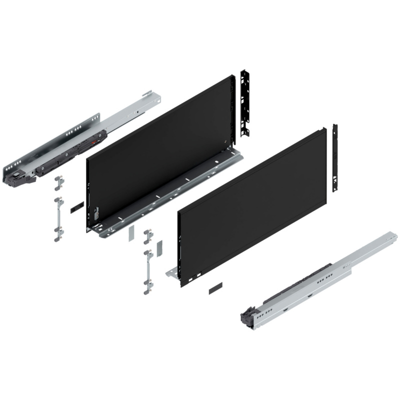 22" Legrabox Drawer System F Height, 9-1/2", 125lb Capacity Full-Extension with BLUMOTION, Carbon Black Matte, item B770F55S-22CB