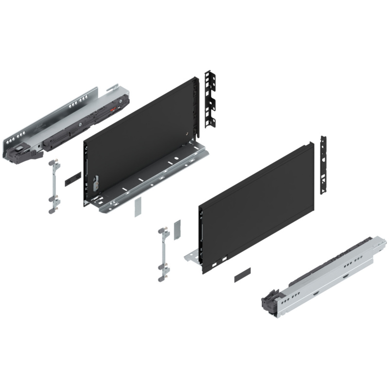 14" Legrabox Drawer System C Height, 7", 125lb Capacity Full-Extension with BLUMOTION, Carbon Black Matte, item B770C35S-14CB