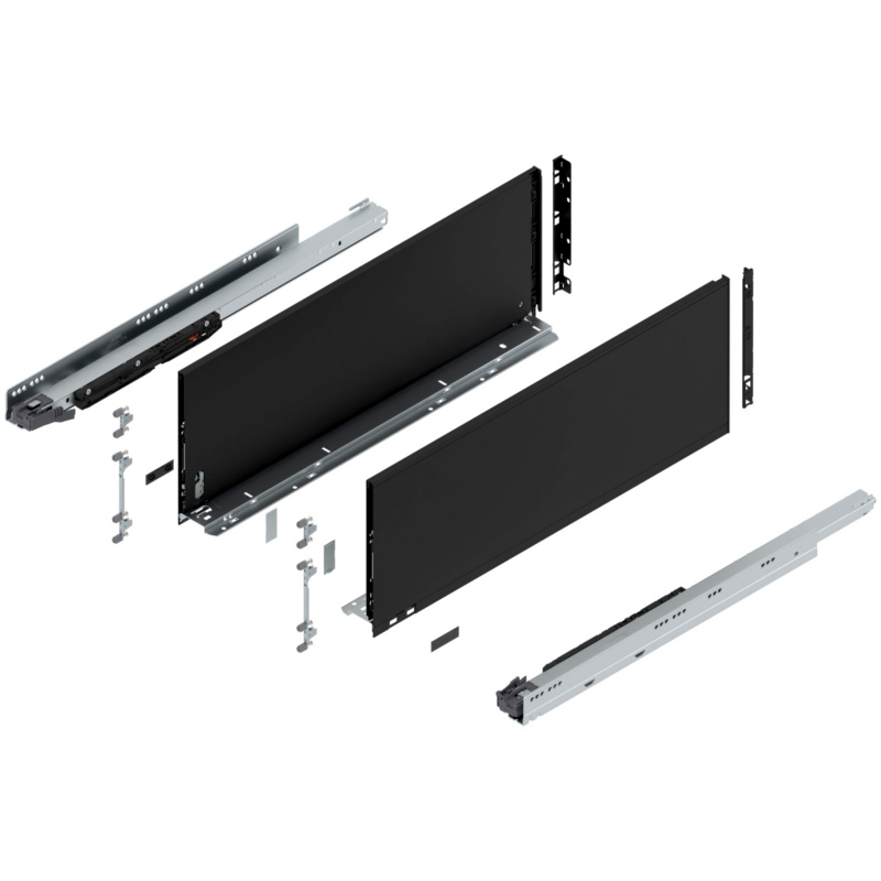 26" Legrabox Drawer System F Height, 9-1/2", 170lb Capacity Full-Extension with BLUMOTION, Carbon Black Matte, item B773F65S-26CB