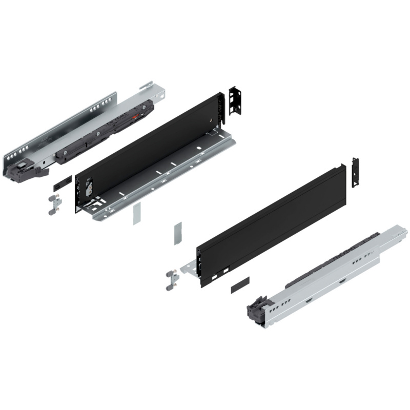16" Legrabox Drawer System M Height, 3-9/16", 125lb Capacity Full-Extension with BLUMOTION, Carbon Black Matte, item B770M40S-16CB