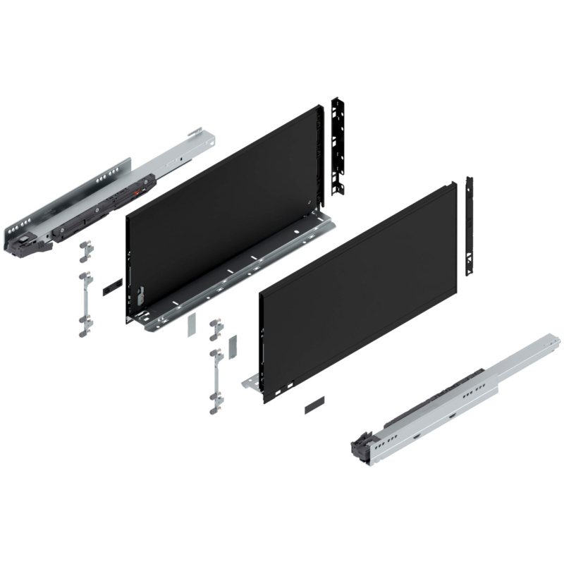 20" Legrabox Drawer System F Height, 9-1/2", 125lb Capacity Full-Extension with BLUMOTION, Carbon Black Matte, item B770F50S-20CB