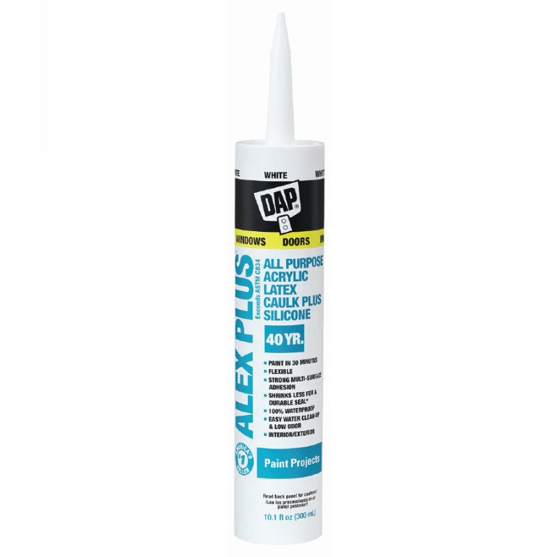 Acrylic Latex Caulks Plus Silicone, Low VOC Fast - White, 10.1 oz