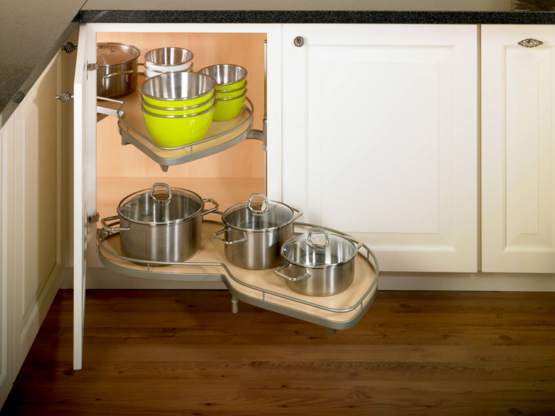LeMans II 2-Tray Right Swinging Shelf Kit with Soft-Close/Arena Plus Classic Shelves for 36-1/4" Minimum Internal Width, Champagne/Maple, item KSB2503700103