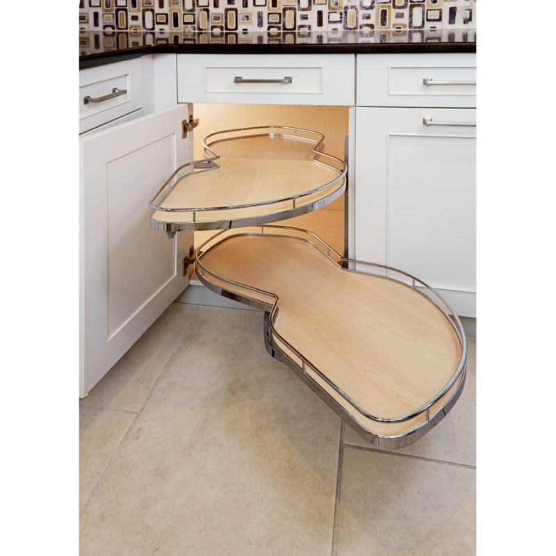 LeMans II 2-Tray Left Swinging Shelf Kit with Soft-Close/Arena Plus Classic Shelves for 36-1/4" Minimum Internal Width, Chrome/Maple, item KSB2503870005