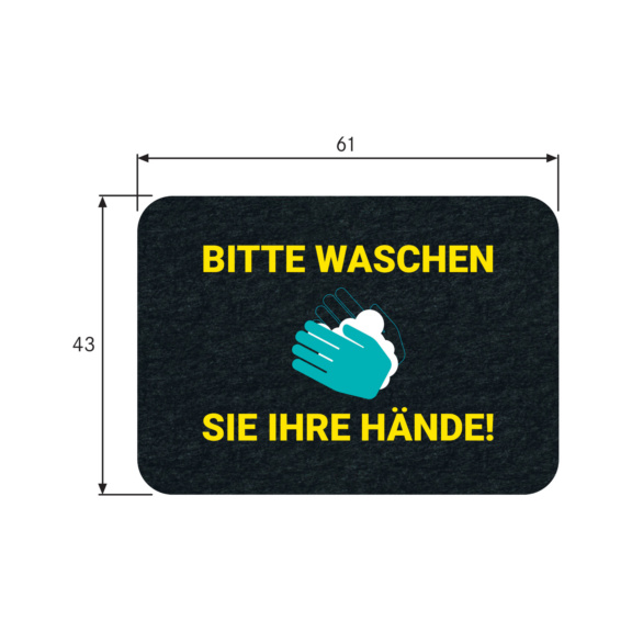  PIG Grippy Safety Bodenmatte für Hygiene   Bitte Waschen Sie Ihre Hände  43x61 cm 