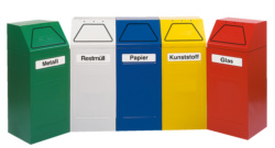 Recyclable materials collectors, waste bins