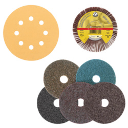 Velcro sand sheets, fiber and fleece grinding wheels