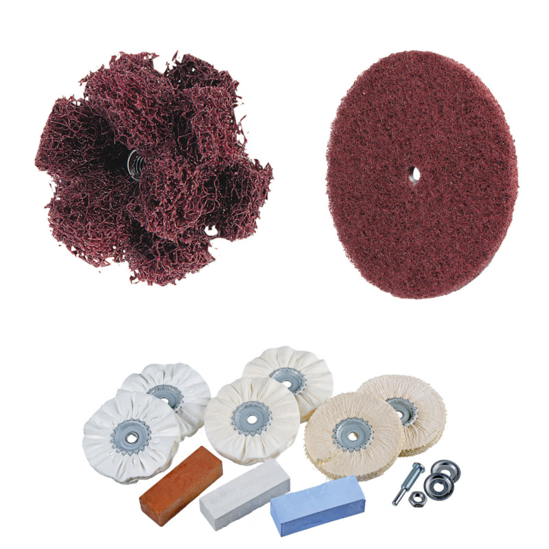 Abrasive fleece and polishing rings, marbling bodies