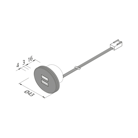 USB-Doppelsteckdose 24V aus Kunststoff im runden Design - 2