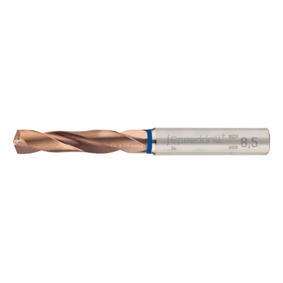 VHM-Spiralbohrer Speeddrill+ Inox DIN 6537K, kurz 3xD, 2 F&uuml;hrungsfasen, mit Innenk&uuml;hlung - 1