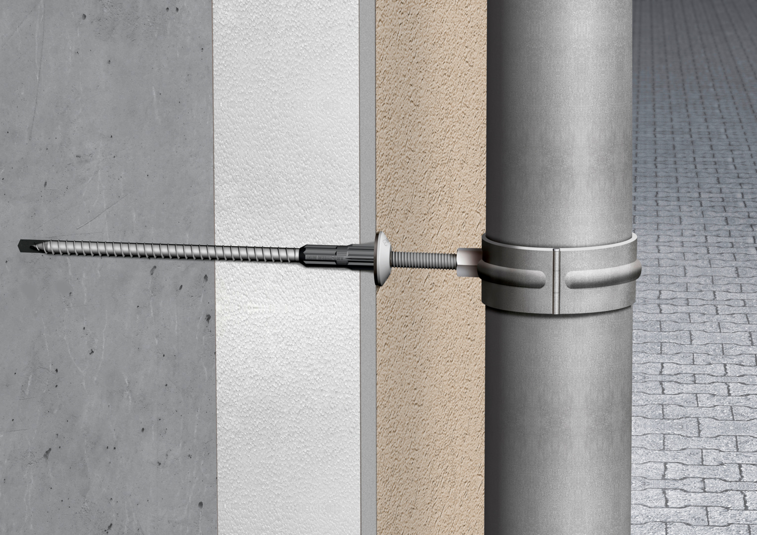 Befestigung Regenfallrohr im Mauerwerk