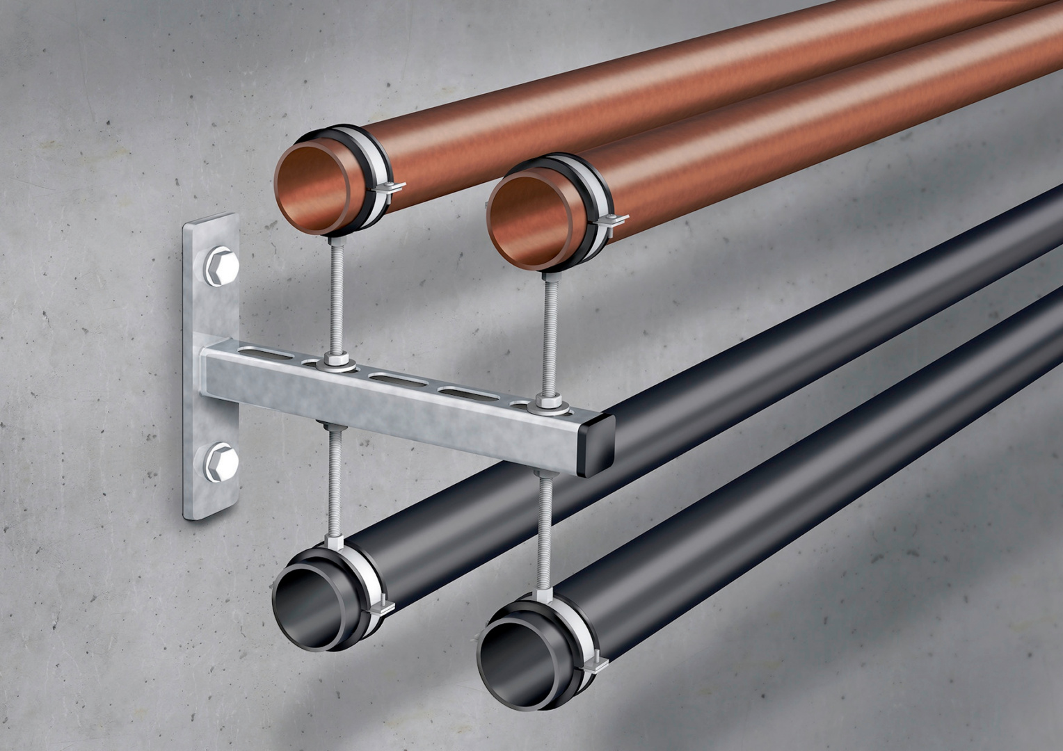 Befestigung Konsole mit Rohrsystem