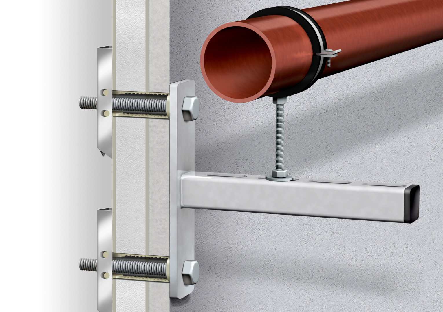 Befestigung Konsole mit Rohrschelle (Rohrbefestigung)