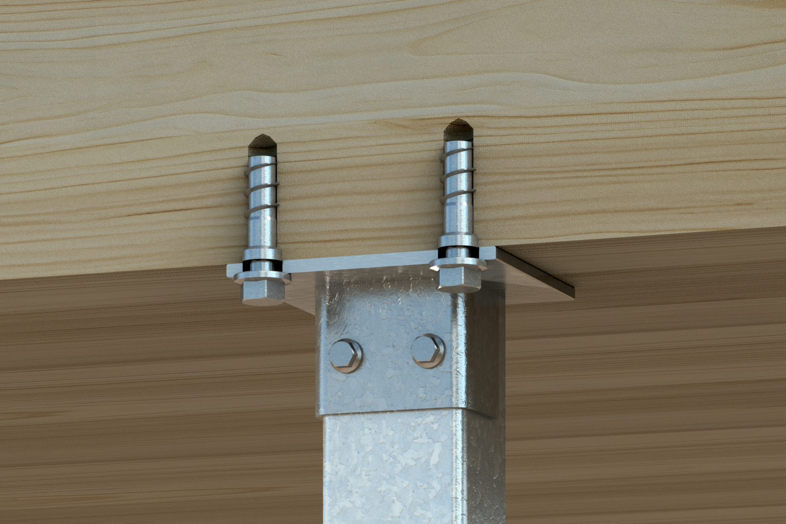 Deckenabhängung in Holzdecke