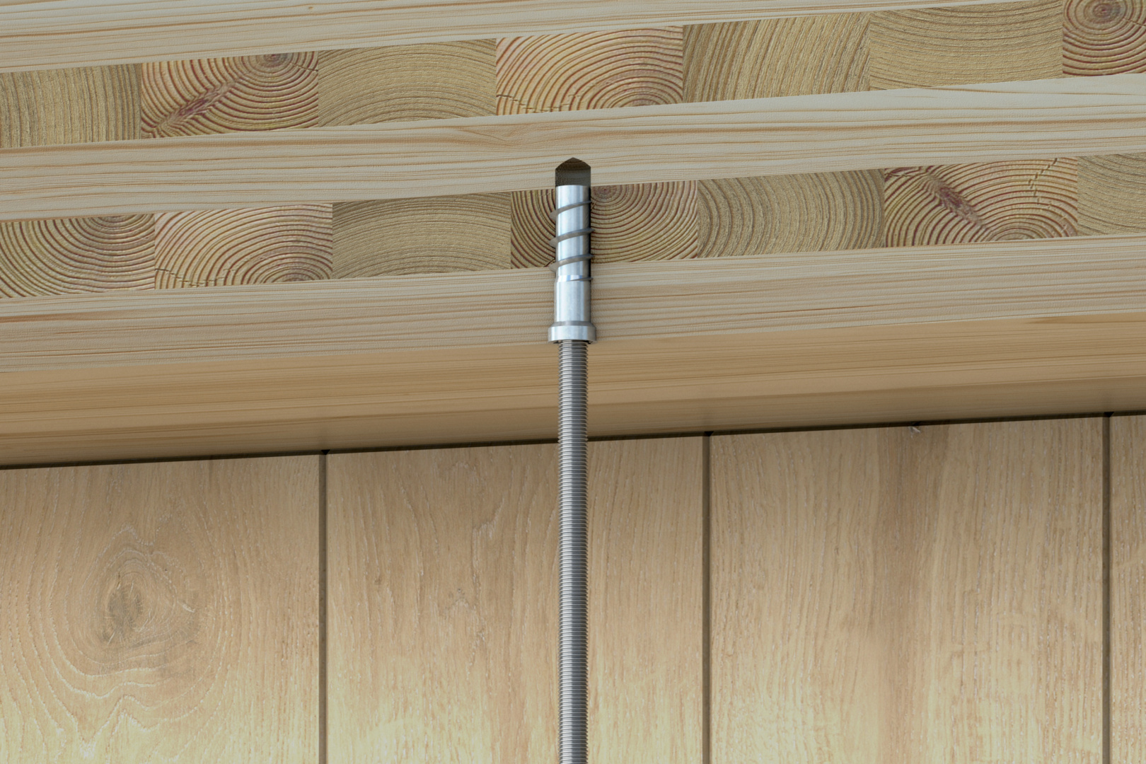 Deckenabhängung in Brettsperrholz (CLT)