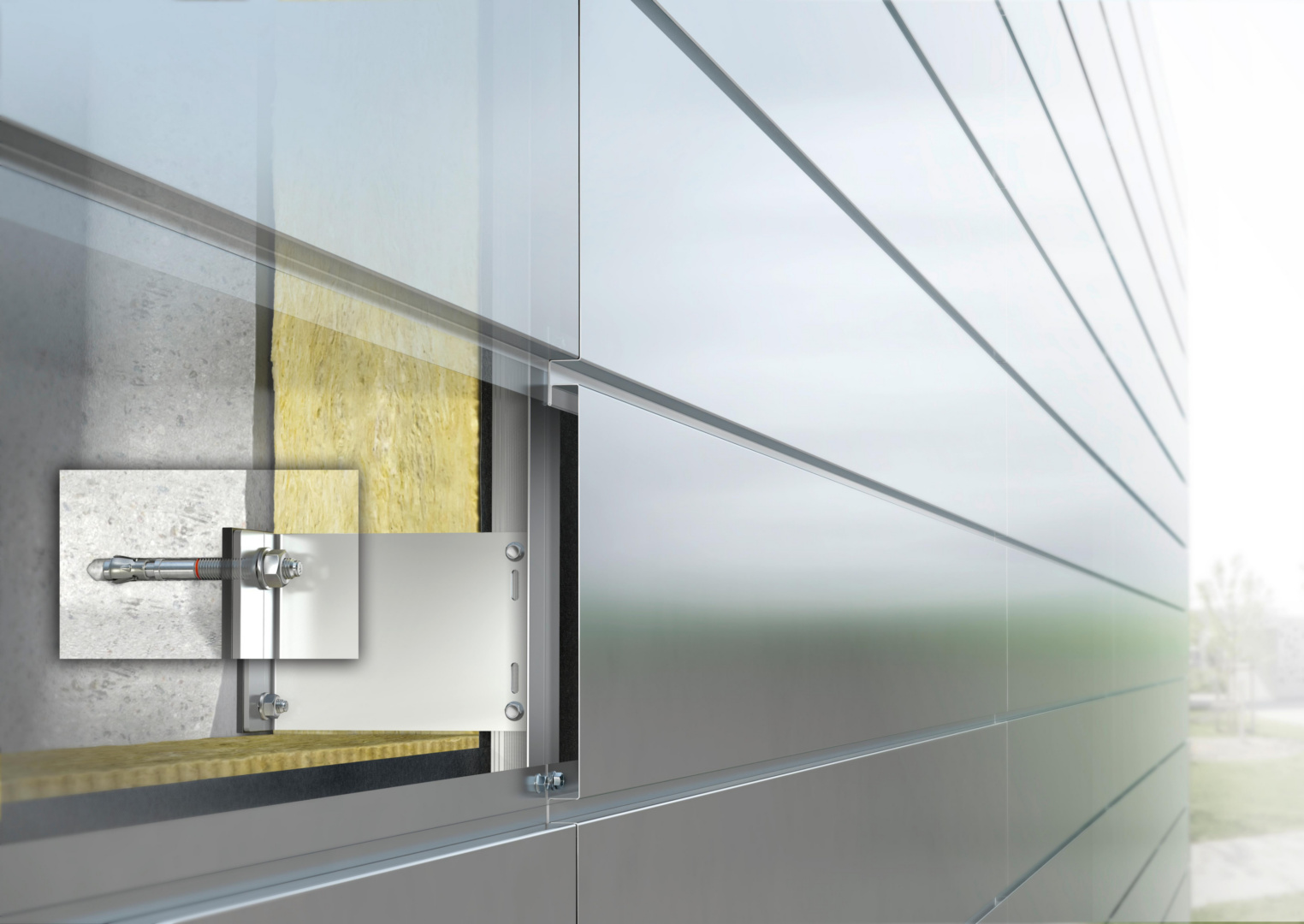 Befestigung Fassadenunterkonstruktion aus Metall in Beton