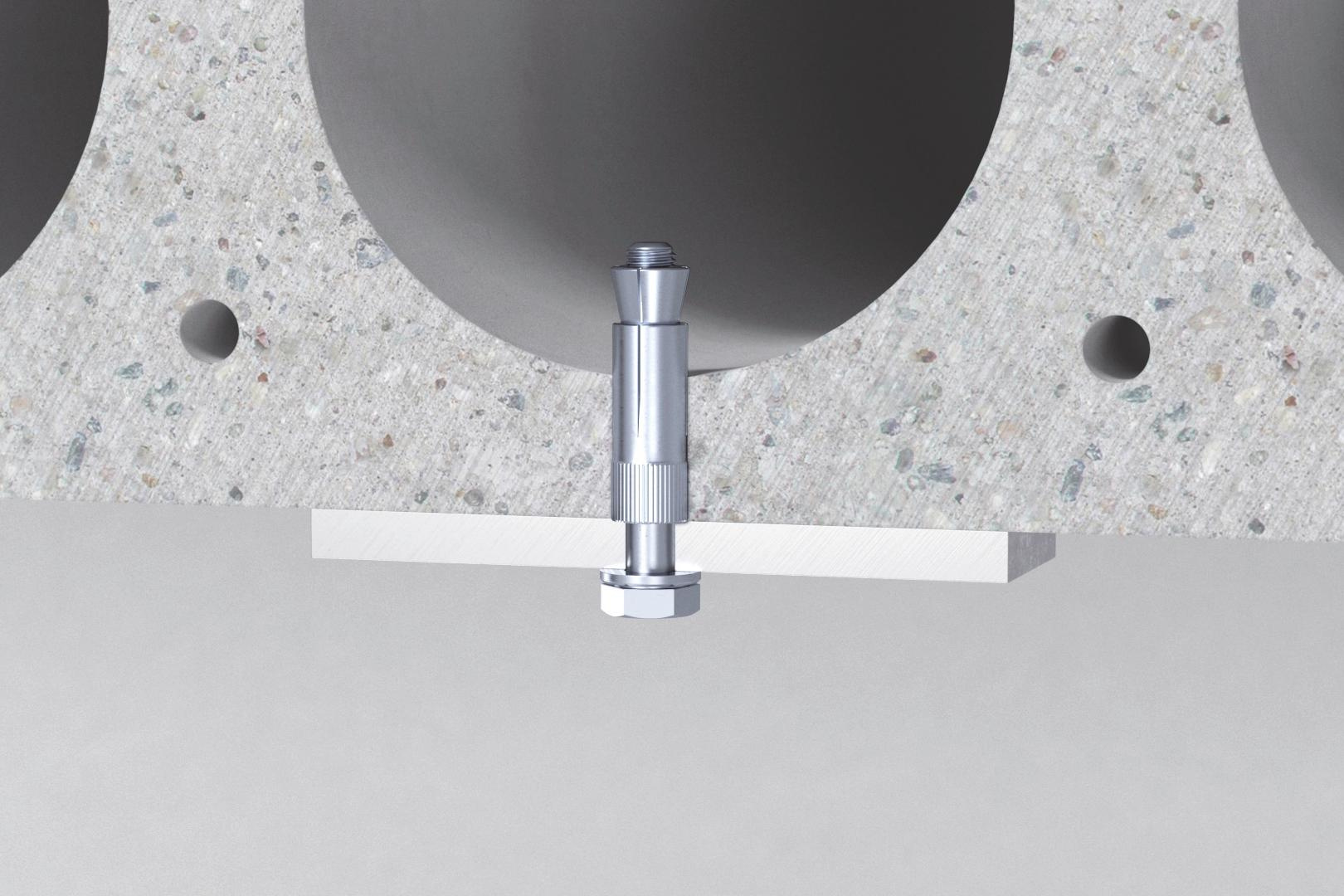 Befestigung in Hohlplattendecke